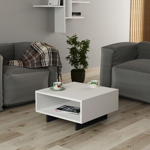 Masuta de cafea, decortie, hola, 60x32x60 cm, alb / antracit
