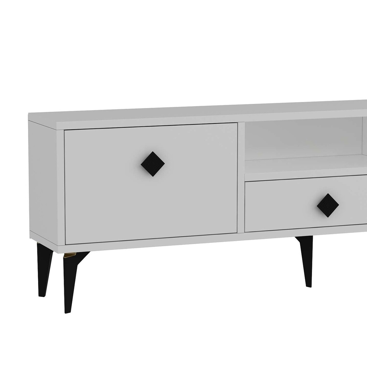 Comoda TV, Hanah Home, 1304-DROP-1, 140x49x30 cm, PAL , Alb/Negru - view 5