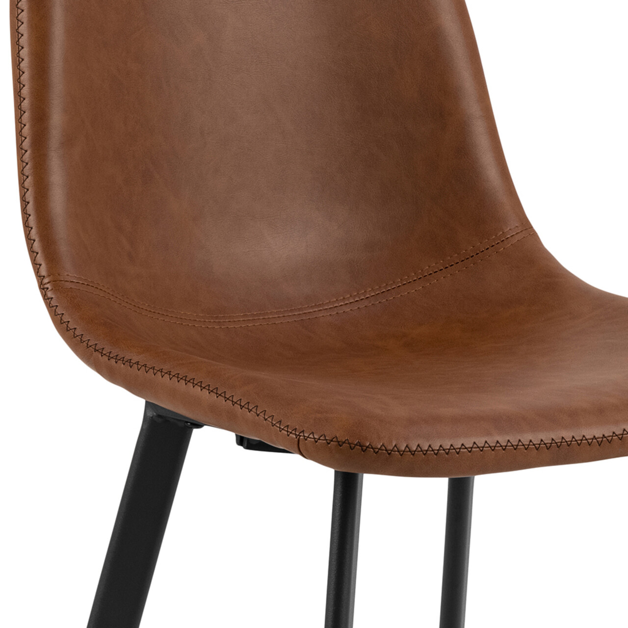 Scaun de bar Oregon, Actona, 43.5x50x91.5 cm, piele ecologica/otel, brandy - view 4