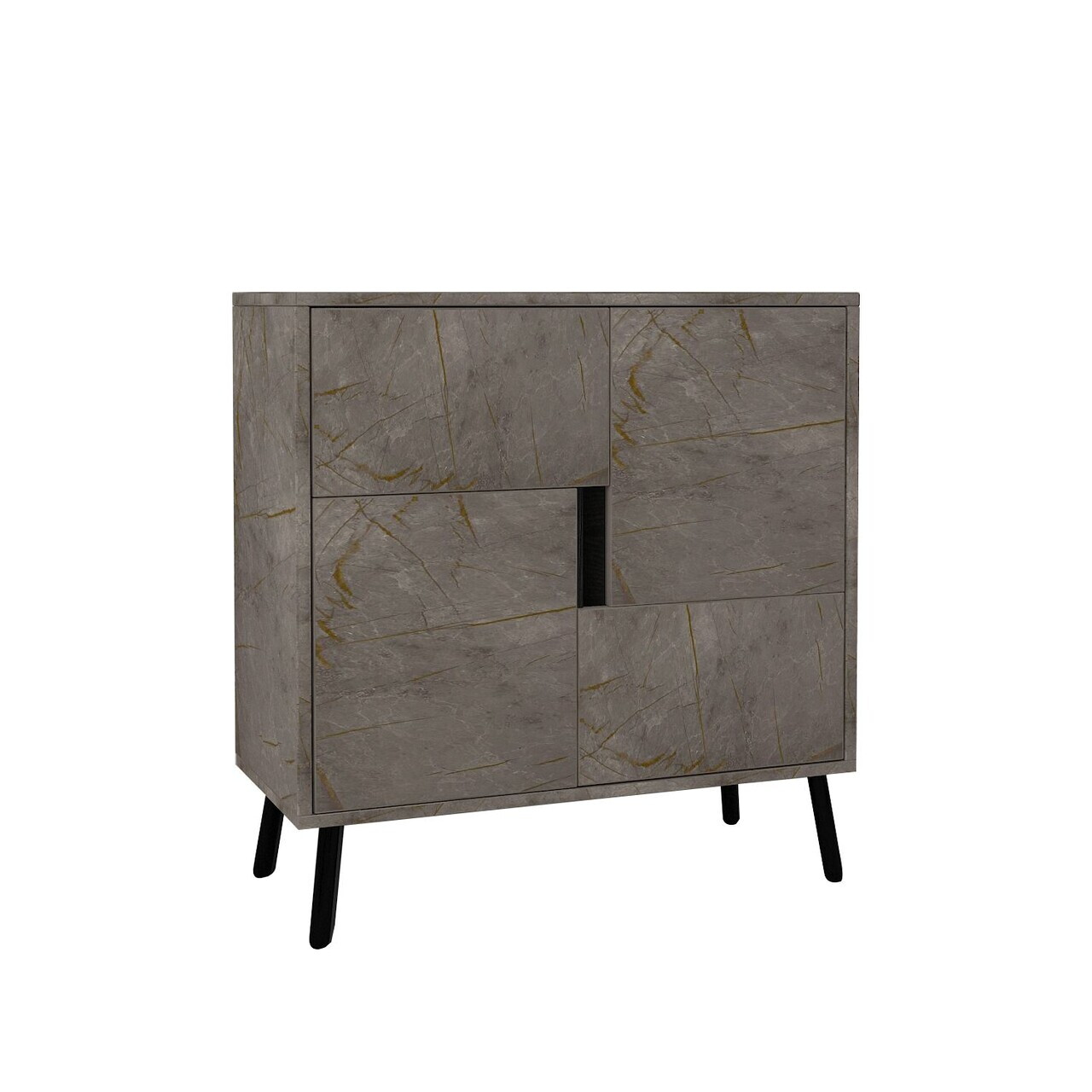 Dulap multifunctional, Hanah Home, Darien, 76.5x79.5x35 cm, PAL, Marmură / Lemn negru — imaginea 5