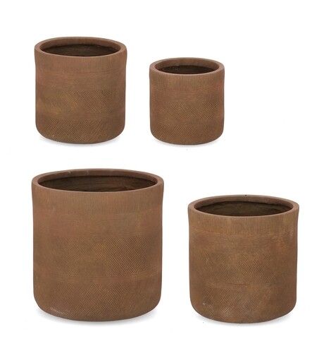 Set ghivece pentru exterior 4 piese Rigo, Bizzotto, Ø43 x 43 cm, fibre de lut, maro rusty Accesorii & Obiecte decorative gradina