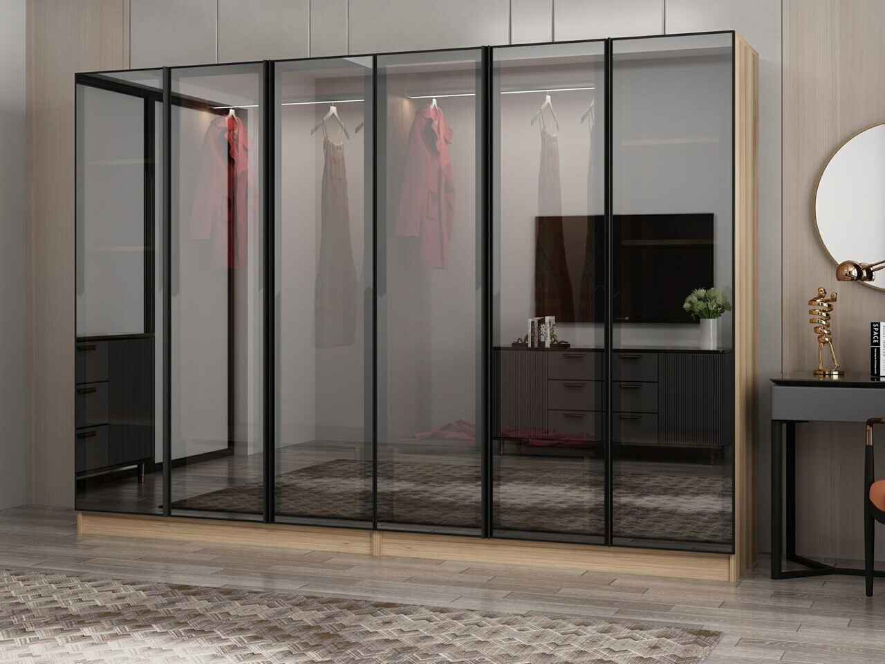 Dulap pentru haine, Hanah Home, Nisa, 270x210x52 cm, Dore — imaginea 4