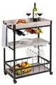 Carucior pentru bucatarie, Wenko, Rustico, 80 x 89.5 x 40 cm, metal/mdf, negru/gri