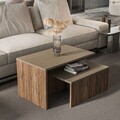 Set masute 2 piese, Zena Home, Twins, Gri deschis / Stejar