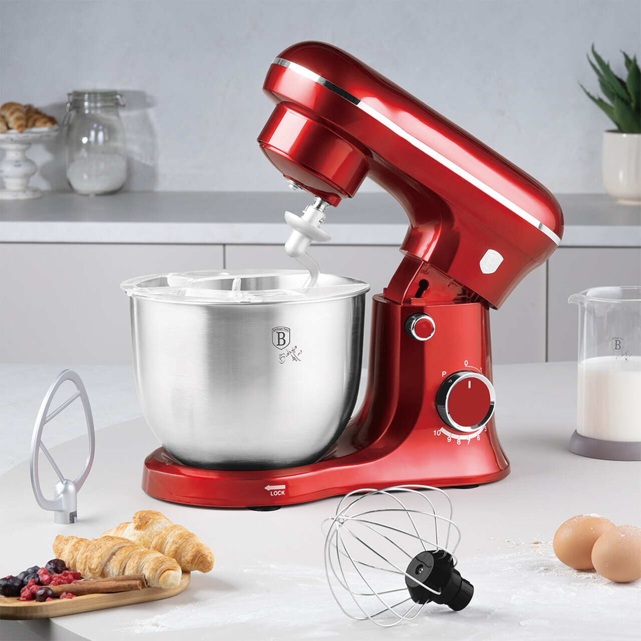 Robot de bucatarie Berlinger Haus, Burgundy, 1500W, inox/plastic, rosu/argintiu - imagine 2