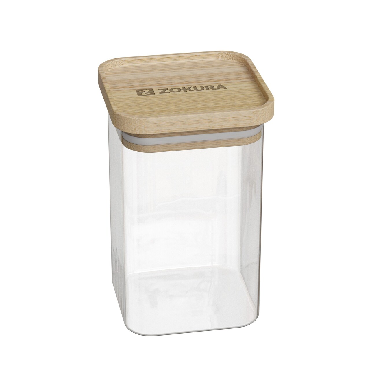 Recipient patrat, sticla, 8x8cm, 550ml, Cu capac din bambus - Zokura - imagine 2