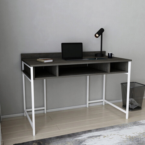 Birou, retricy, alma, 120x60x74.8 cm, pal, alb / gri închis