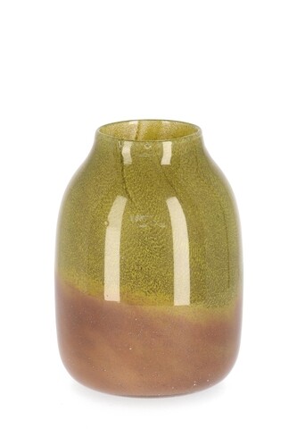Vaza Venus, Bizzotto, Ø 16.1 x 21.2 cm, sticla, handmade, verde/portocaliu