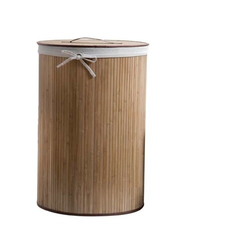 Cos pentru rufe Naturale, Compactor, 40 x 60 cm (80 L), bambus/policoton, natur