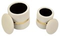 Set 2 taburete cu spatiu depozitare Sheffild, Mauro Ferretti, 37x42 cm, 28x35 cm, fier/MDf/poliester, crem