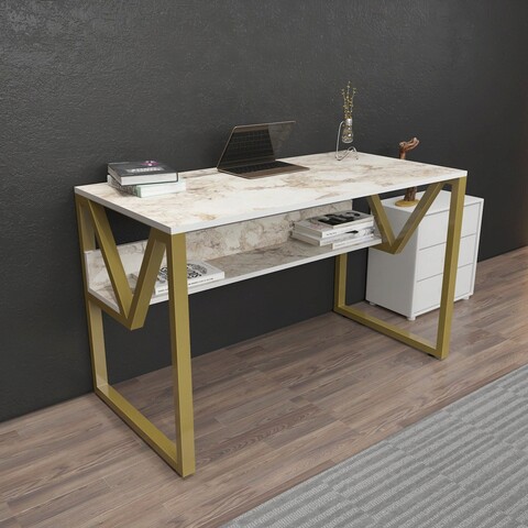 Birou, Zena Home, Lona, 120×72.8×60 cm, PAL, Aur alb mezoni.ro