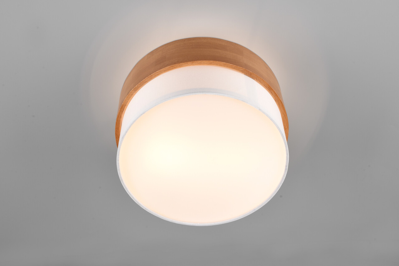 Plafoniera Seasons, TRIO, 30x22 cm, 40W, 2x E14, lemn/textil, natur/alb