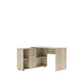 Birou de colt cu spatiu depozitare ADRK, Eliseo, 121.4x120x75.3 cm, PAL laminat, sonoma