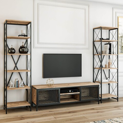 Mobilier pentru living maxim, kalune design, 3 piese, 150x40x47 cm, natural/negru
