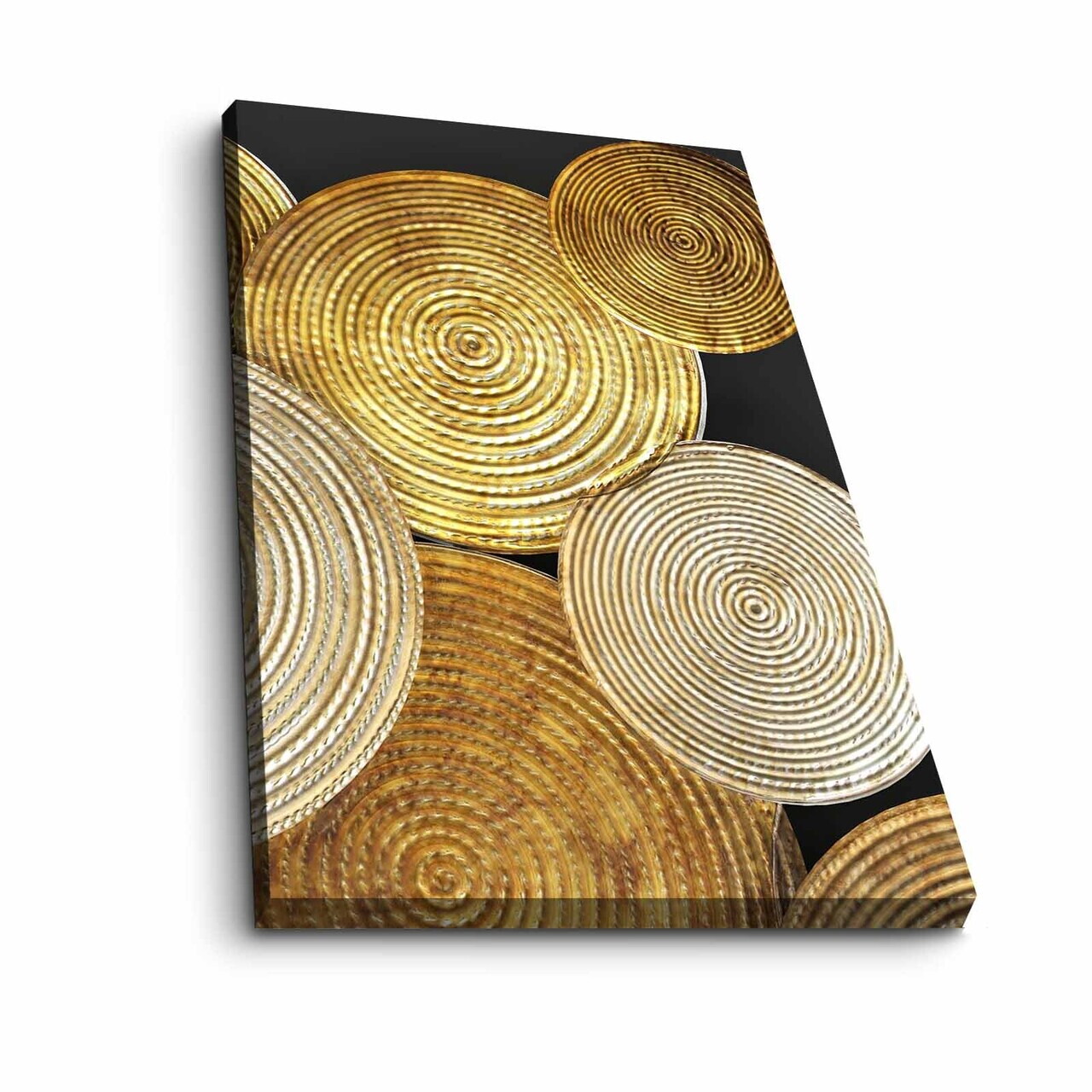 Tablou decorativ, 4570NISC-018, Canvas, Lemn, Auriu / Bej / Negru / Alb - view 3