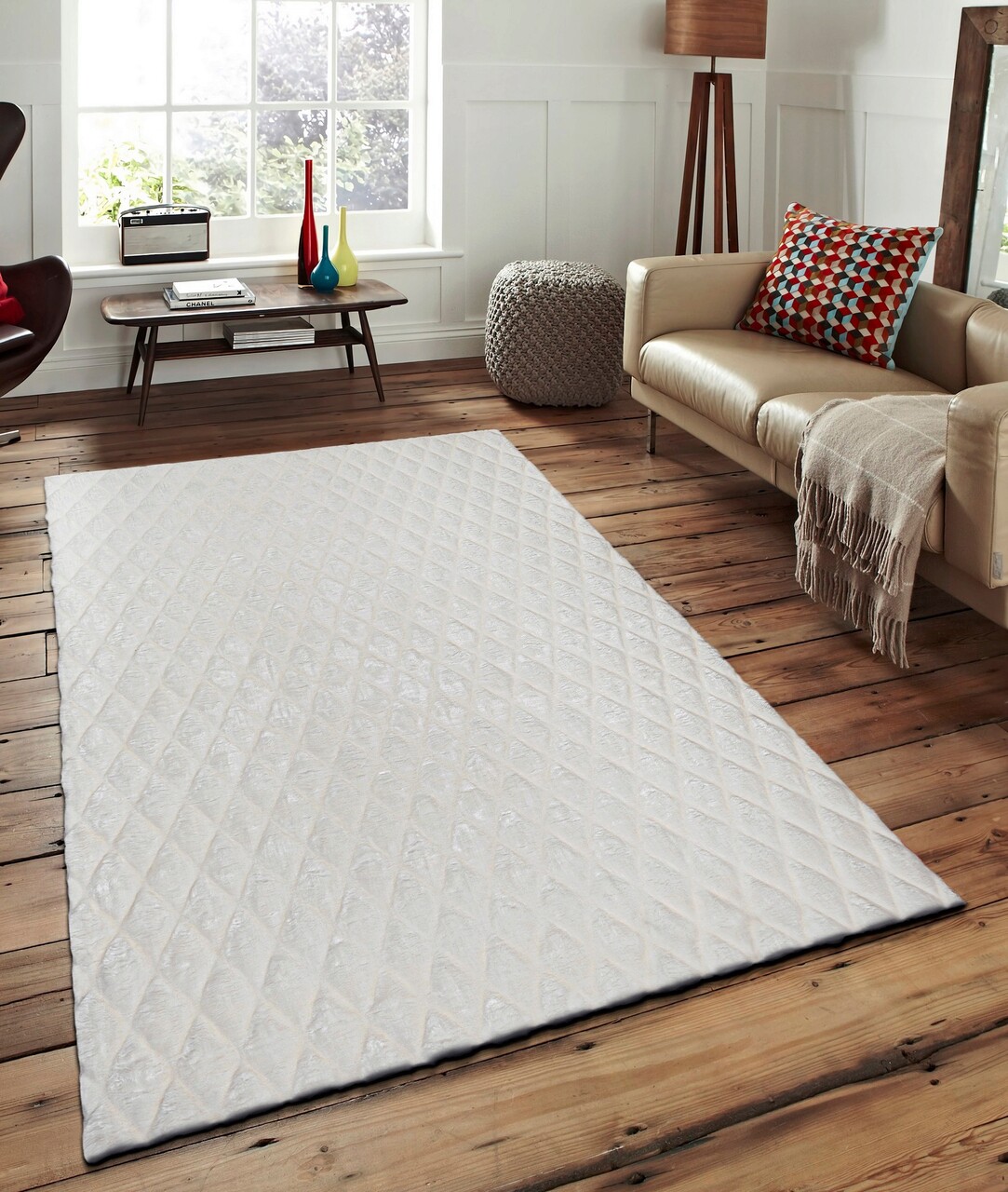 Covor Sheepskin Rug 60x100 cm Poliester Alb