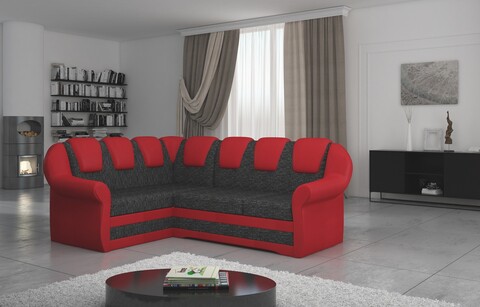 Coltar extensibil stanga 3 locuri ELTAP, LII-015, Lord II, 243x195x112 cm, lemn/poliester, gri inchis/rosu