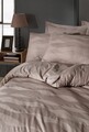 Lenjerie de pat dubla, 6 piese, 200x220 cm, 100% bumbac, Saheser, Greta, maro nurca
