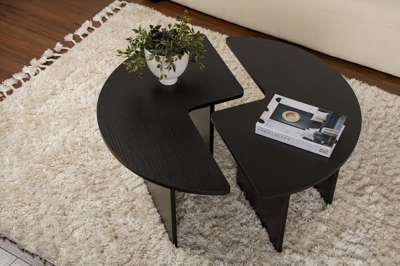 Masuta de cafea, Nordure, Moira, 90x41 cm, Negru din lemn - 2 | YEO