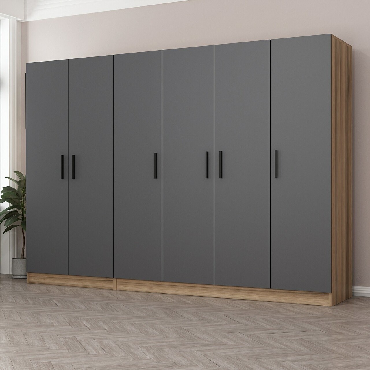 Dulap pentru haine, Minerva, Kale, 270x190x52 cm, PAL, Antracit - 1 | YEO