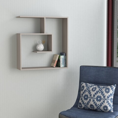 Raft pentru perete Lady, Decortie, 75x22x75 cm, cafeniu 75x22x75
