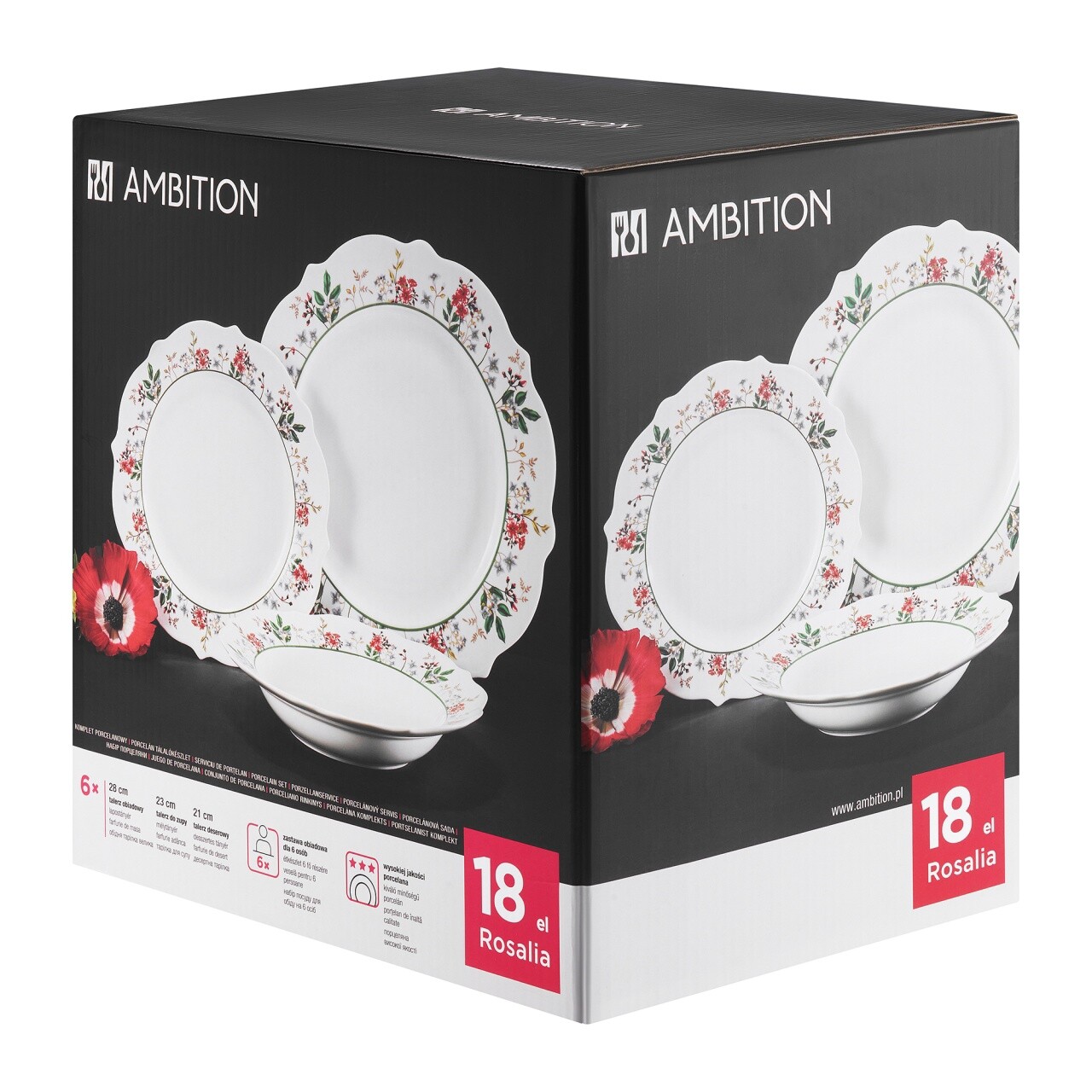 Serviciu de masa 18 piese, Rosalia, Ambition, portelan, multicolor