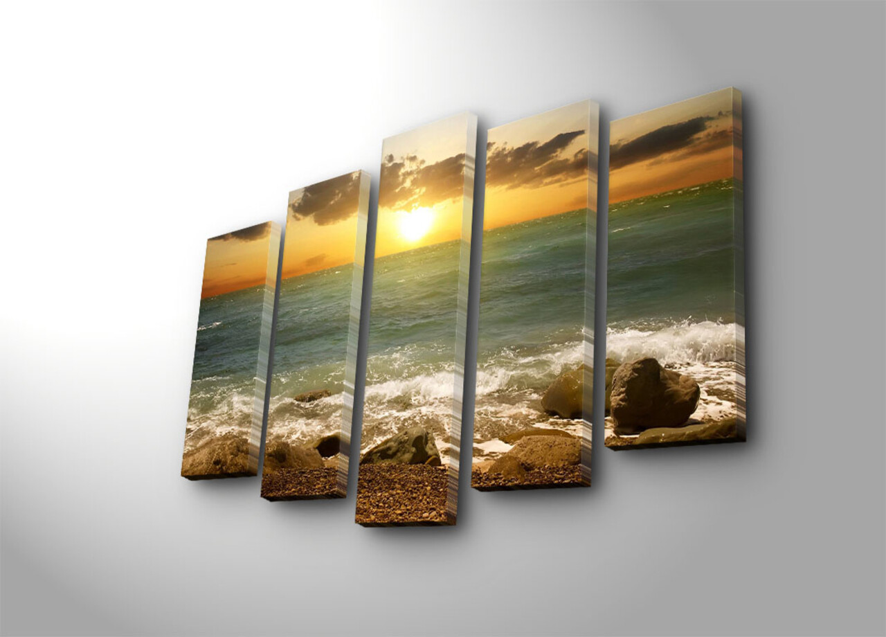 Set 5 tablouri decorative, 5PATK-183, 19 x 70 cm, Multicolor - view 2