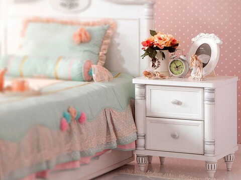 Noptiera, Çilek, Romantic Nightstand, 50x56x42 cm, Multicolor 50x56x42 imagine 2022