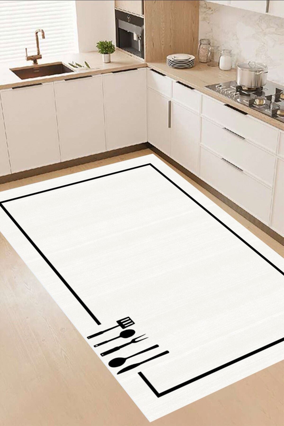 Covor, Mutfak-000086-019, 160x230 cm, Poliester, Alb