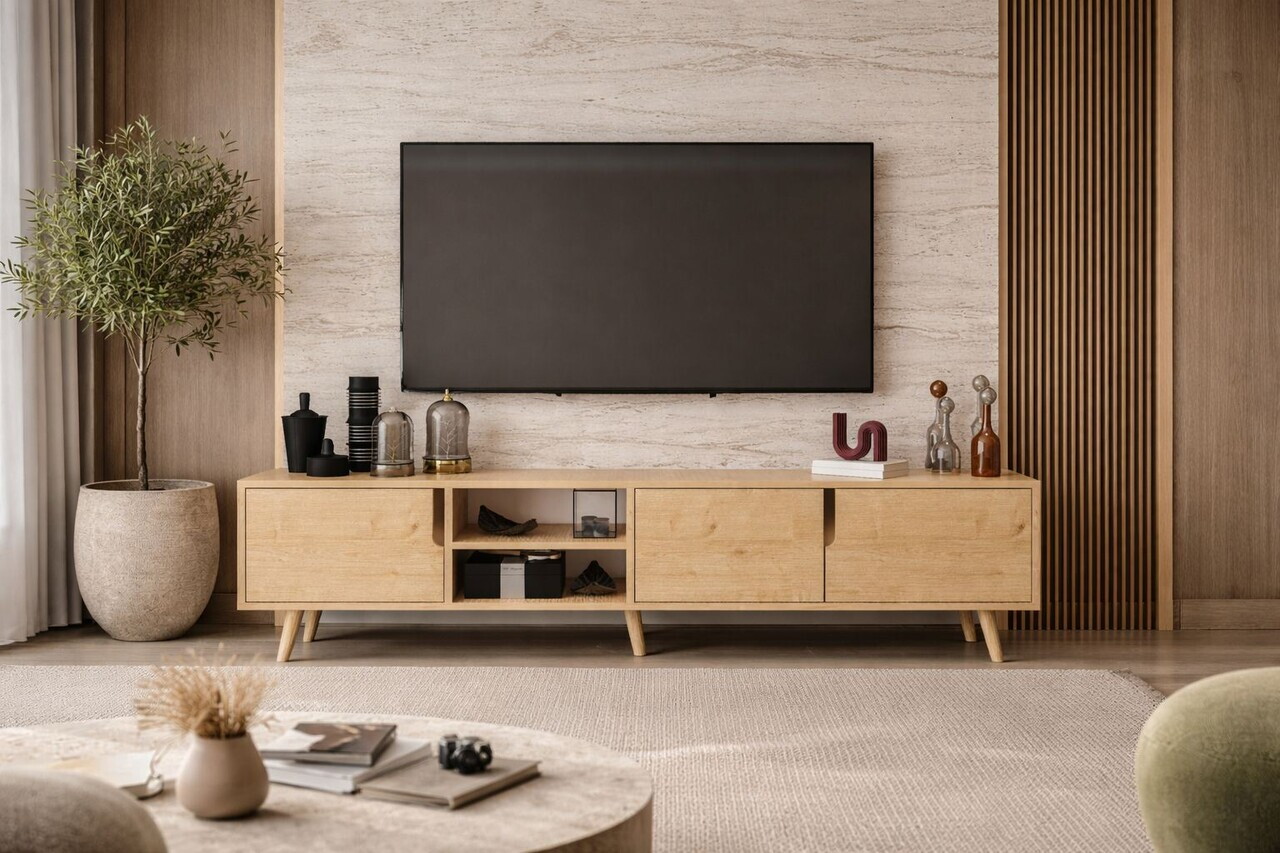 Comoda TV, Hanah Home, Latina 180, 180x30x53 cm, PAL MELAMINAT, Maro — imaginea 4