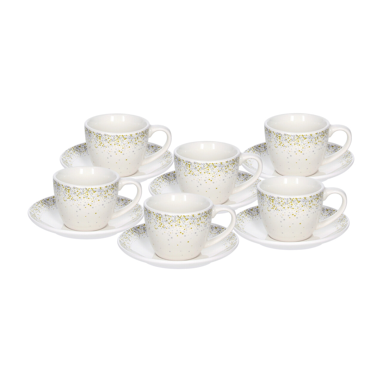 Set 6 cesti de cafea cu farfurie Iris Astrid, Tognana Porcellane, 80 ml, portelan New Bone China, multicolor