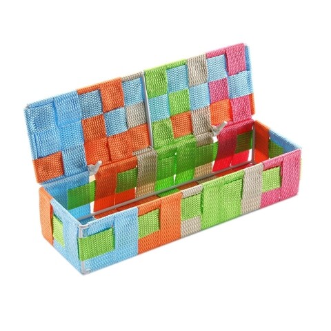 Cutie cu capac pentru depozitare Multicolor, Versa, 26.5 x 8.5 x 6 cm, textil