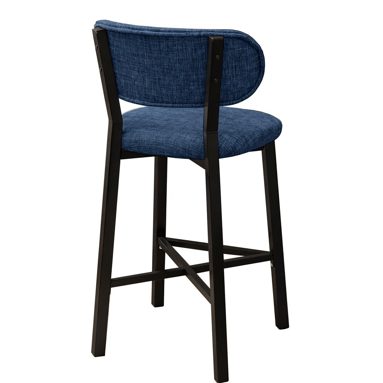 Scaun de bar, Hanah Home, Luna, 42x100x45 cm, Fier/Poliester/In, Albastru navy — imaginea 8