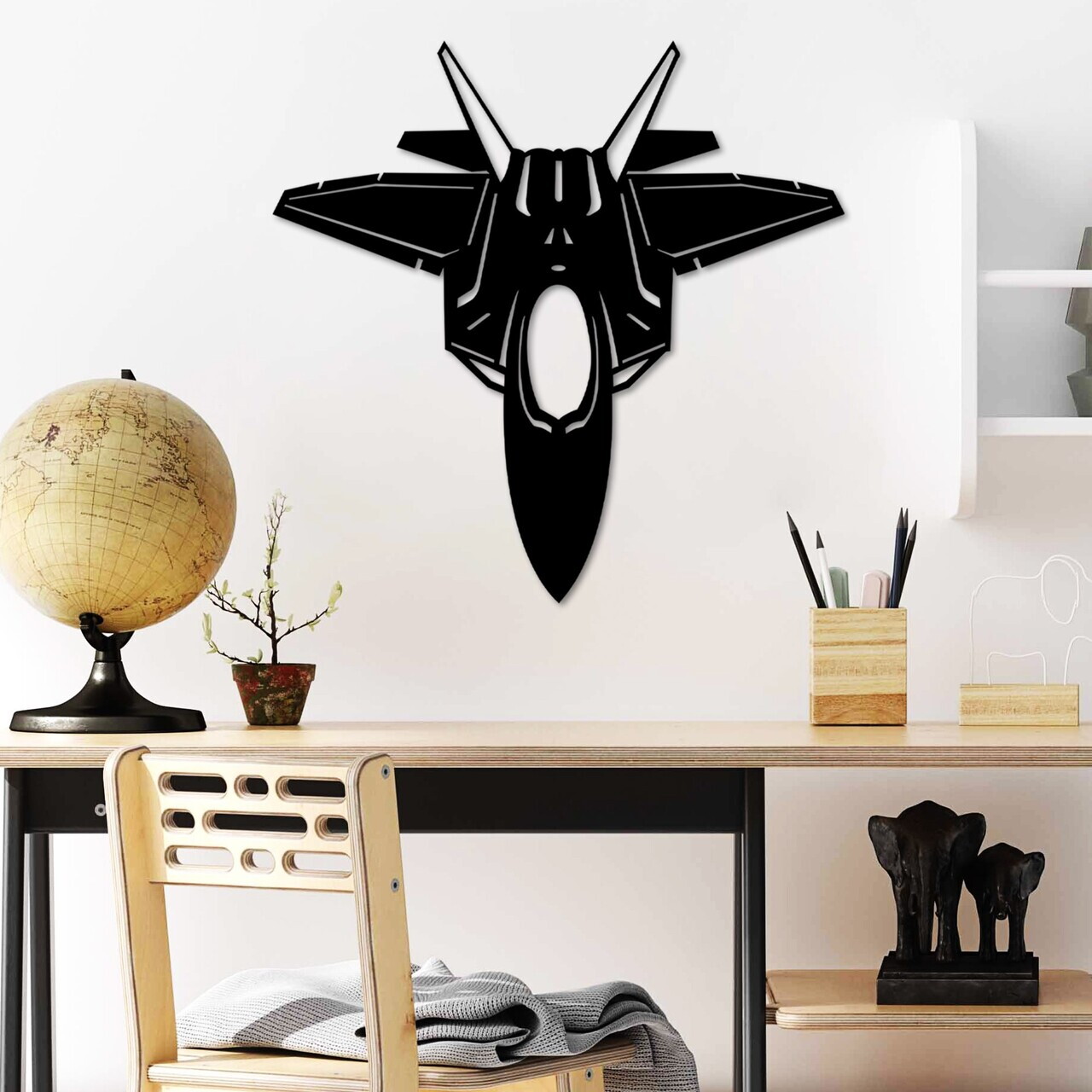 Decoratiune de perete, F-22 RAPTOR, Dimensiuni: 57 x 56 cm, Negru