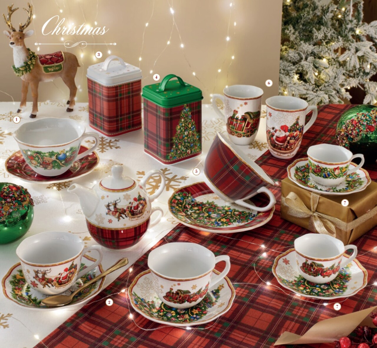 Recipient cu capac, Christmas Tree and Tartan, Brandani, 10x10x17 cm, metal