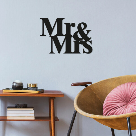Decoratiune de perete, mr   mrs, metal, dimensiune: 50 x 35 cm, negru