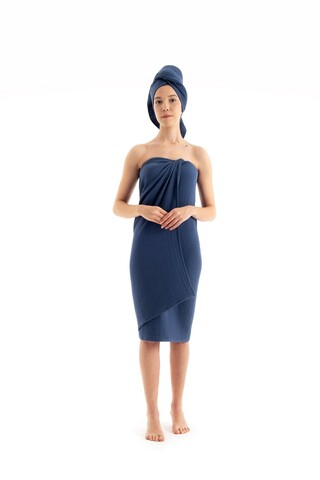 Set prosoape de baie, DC Home, Muslin, Bumbac, Albastru navy