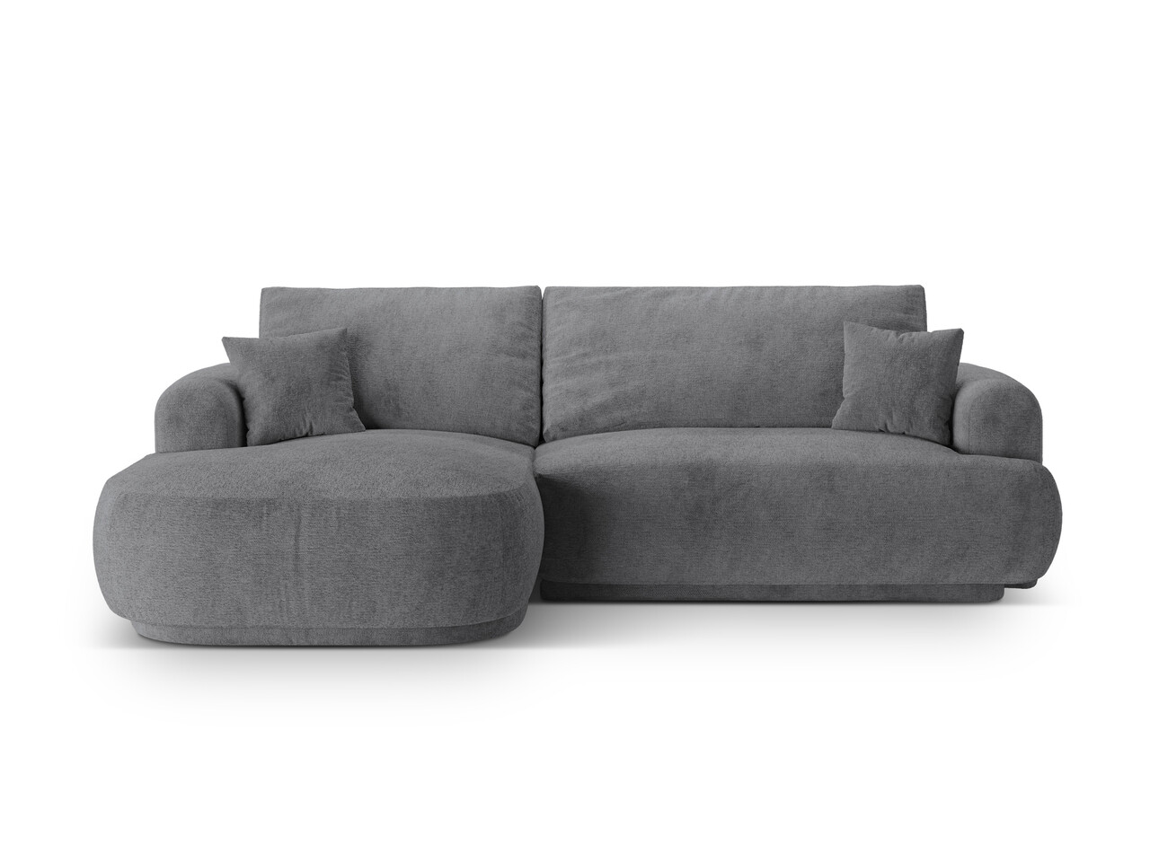 Coltar extensibil stanga 5 locuri, modular, cu lada depozitare, Ella, Micadoni Home, 271x174x94 cm, tesatura structurata chenille, gri