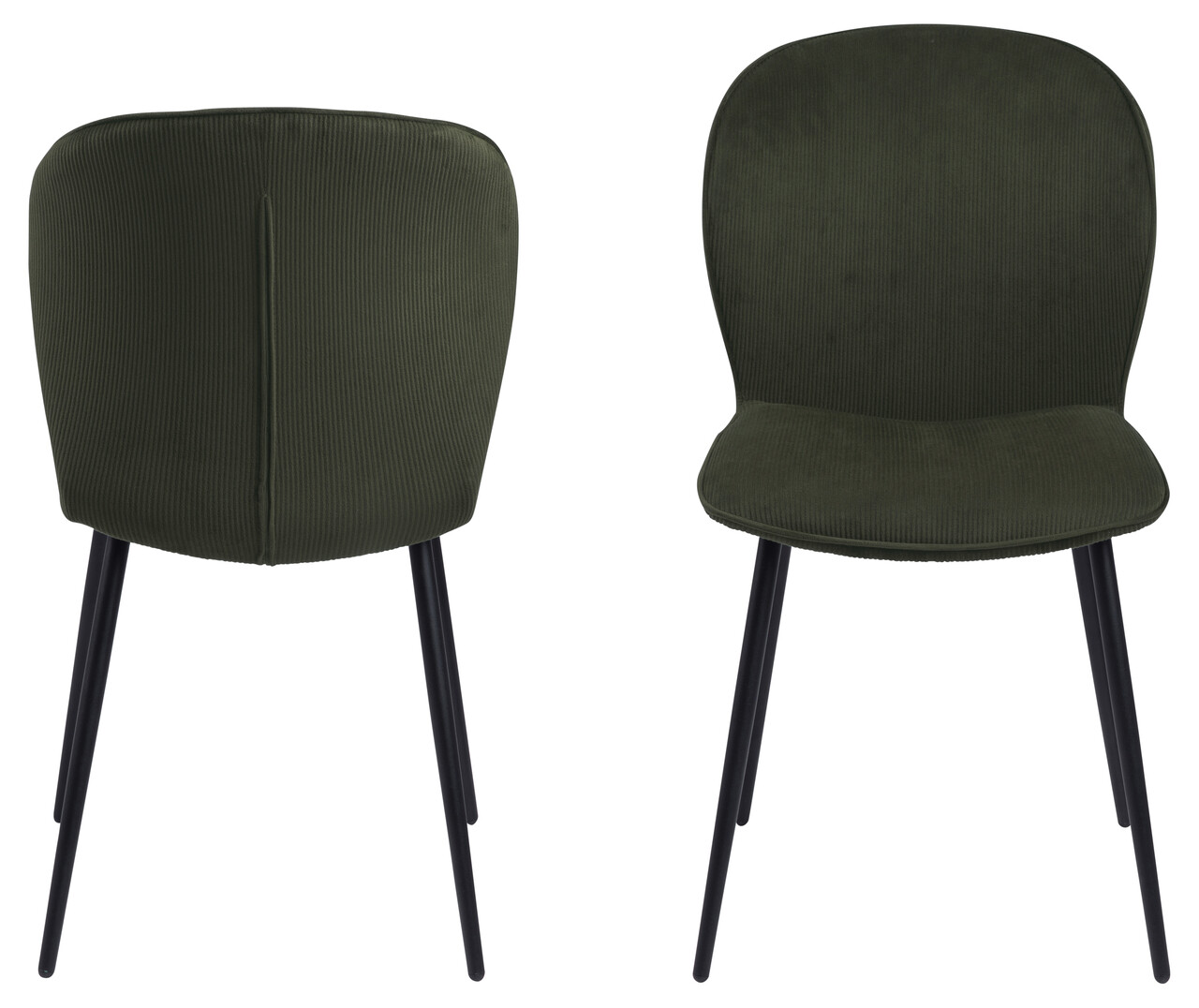 Scaun Evelyn, Actona, 43x58.5x82 cm, tesatura corduroy/otel, verde olive - view 11