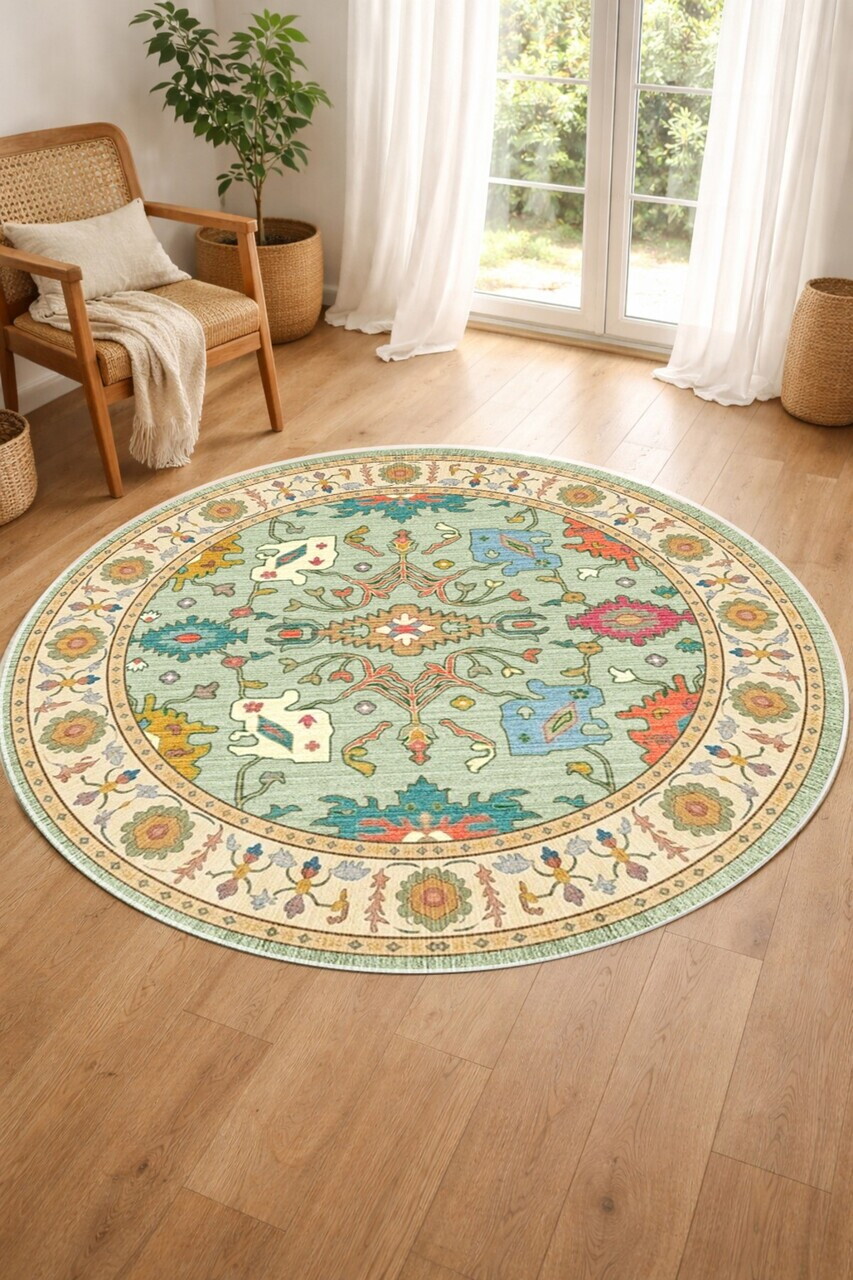 Covor, CLR-7522-06, 180x180 cm, Poliester, Verde — imaginea 2