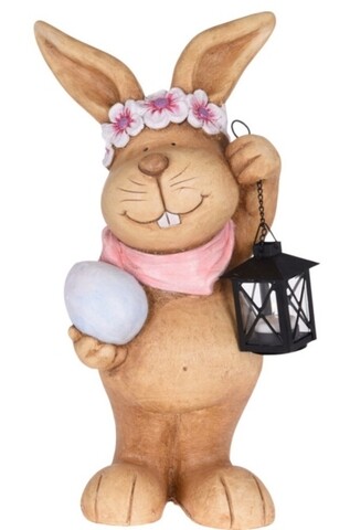 Lampa decorativa Girl Bunny, 17x20x48 cm, ceramica, multicolor