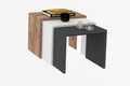 Set masute 3 piese, Puqa Design, Gül, PAL, Antracit / Stejar / Alb