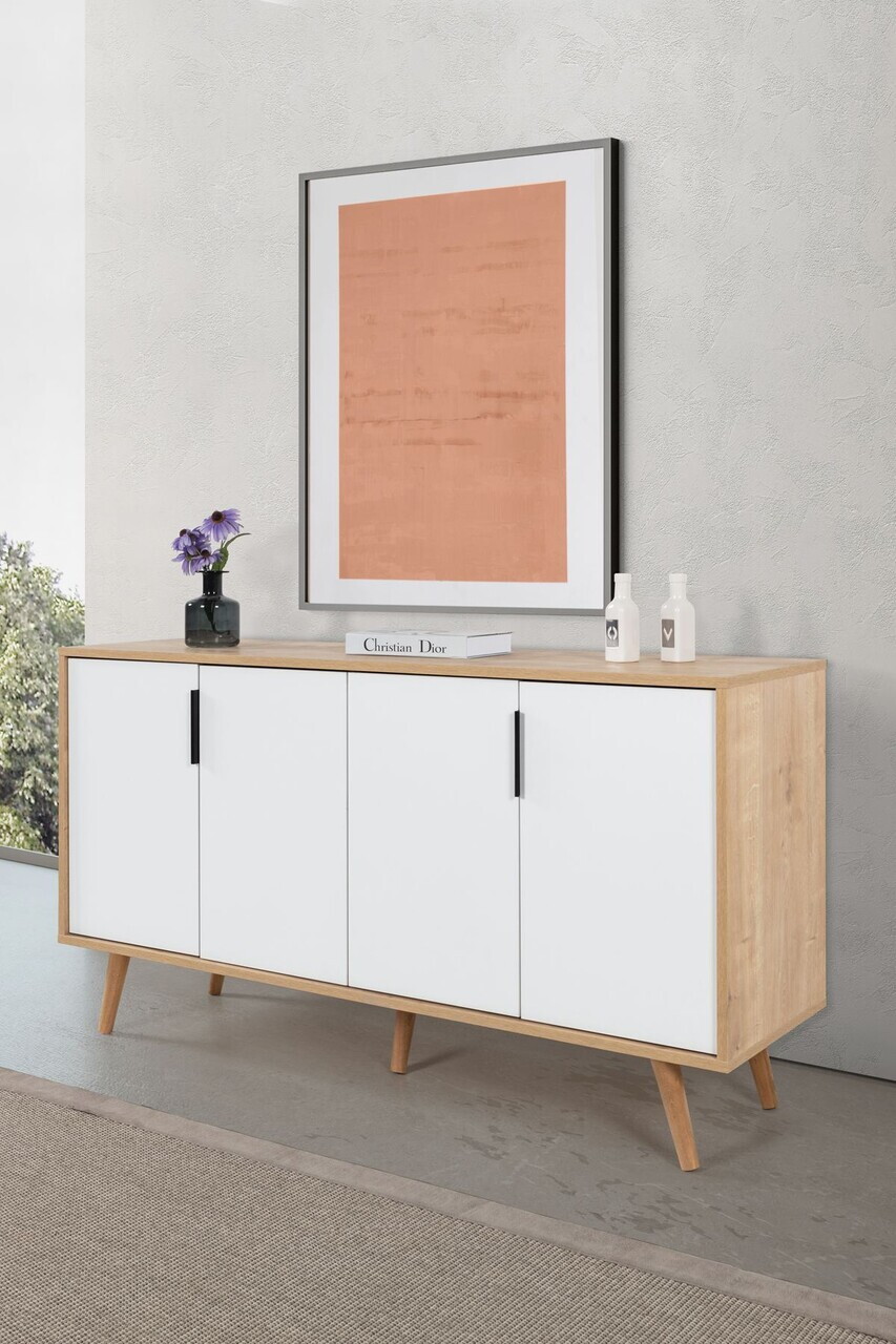 Consola, Hanah Home, Sırma 4515, 150x82x44 cm, PAL, Stejar Safir / Alb — imaginea 3