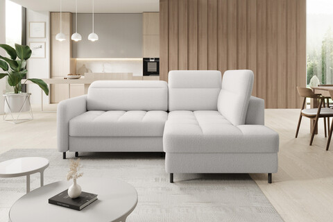 Coltar extensibil dreapta 3 locuri ELTAP, RT-01ROY, Barea, 208x160x100 cm, lemn/poliester, alb