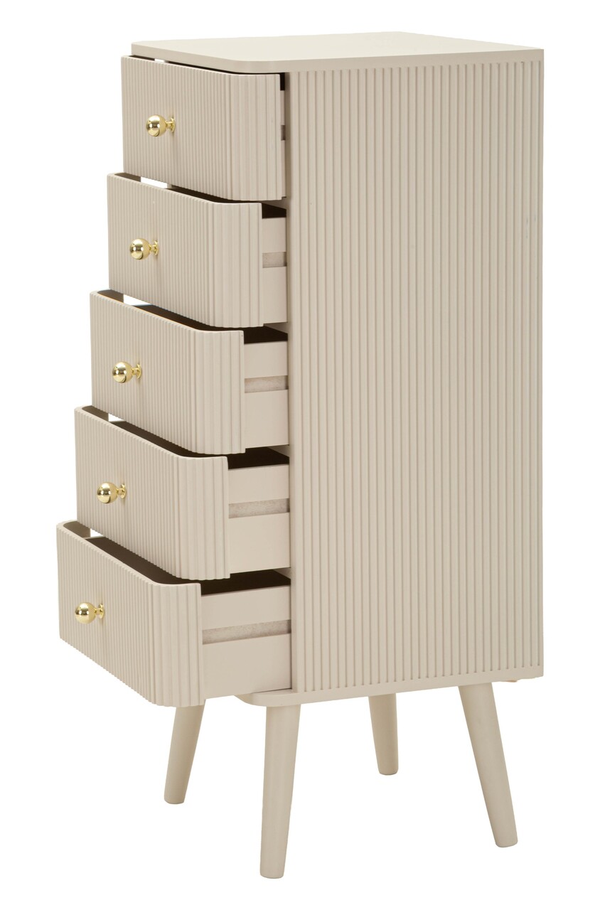 Comoda cu 5 sertare, Mauro Ferretti, Shy, 37.5x34x89 cm, lemn de pin, alb/auriu - imagine 7