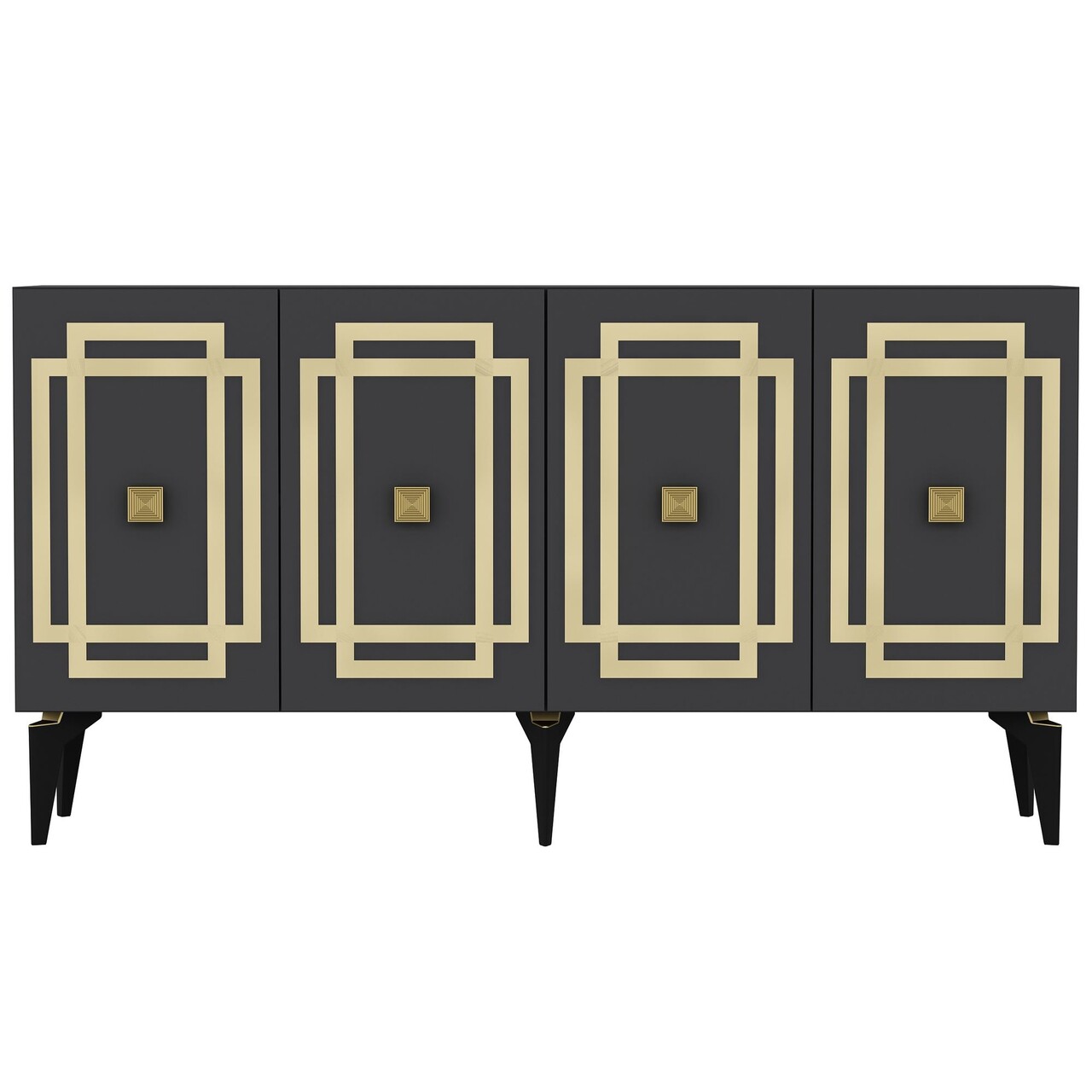 Consola, Hanah Home, Lotus, 150x79x40 cm, PAL , Antracit / Aur - view 4