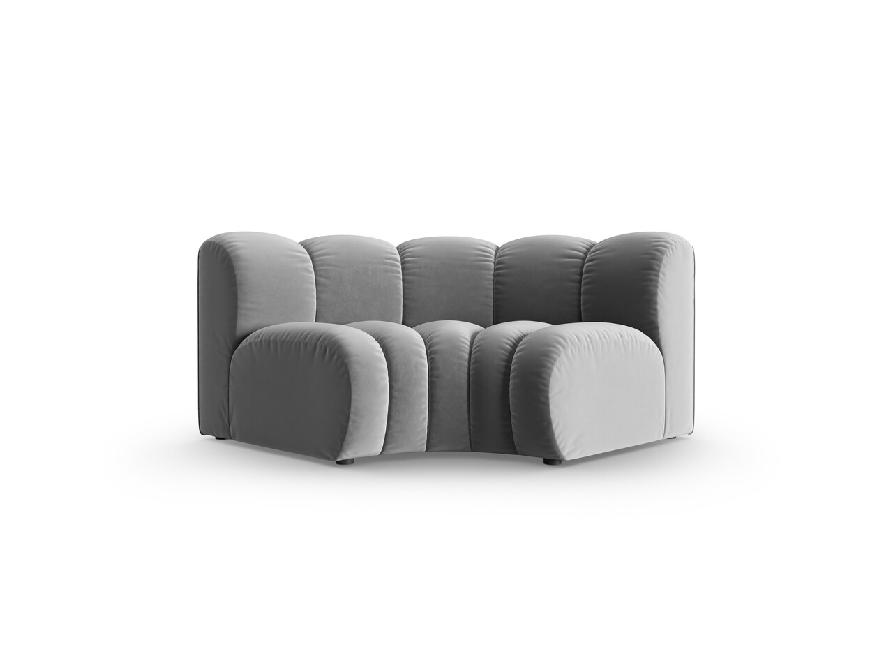 Modul pentru canapea, 1 loc, Lupine-44, Micadoni Home, 185x95x70 cm, catifea, gri