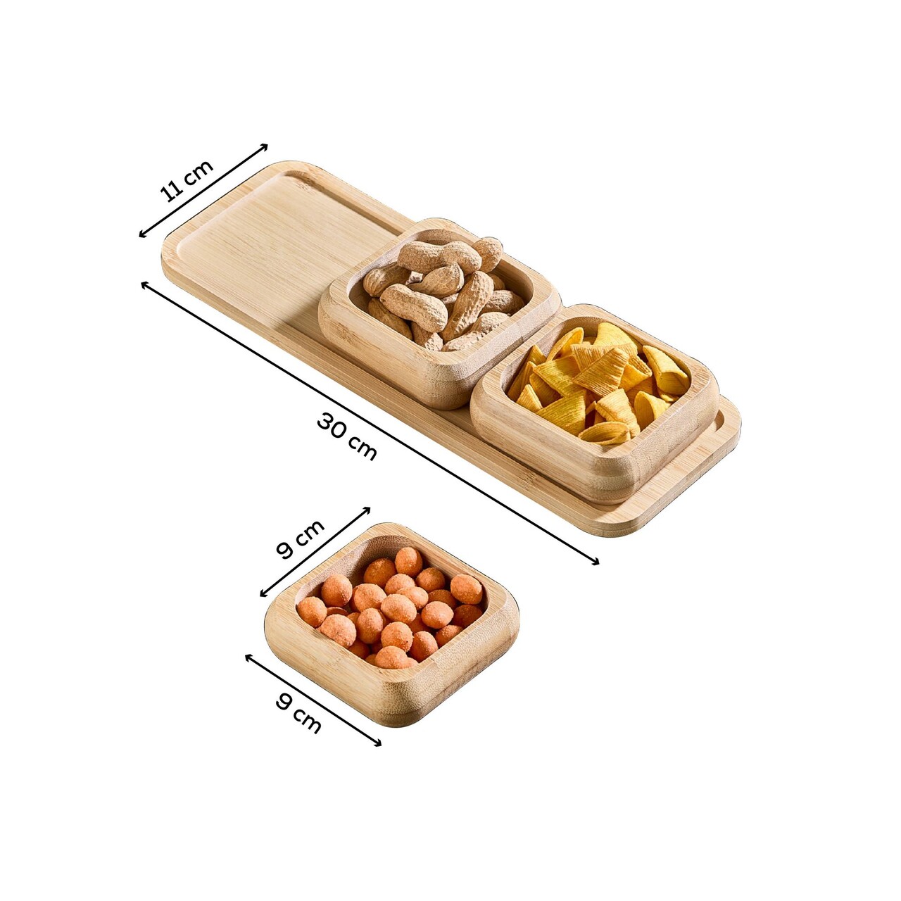 Set boluri pentru aperitive, Hermia, 964FRM3322, Dimensiuni tavă: 11 x 30 x 1 cm (1 bucată), Multicolor - imagine 3