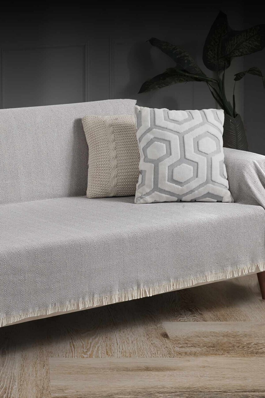 Cuvertura de pat, L'essentiel Maison, 3M Baglamasiz, Bumbac, Gri — imaginea 3