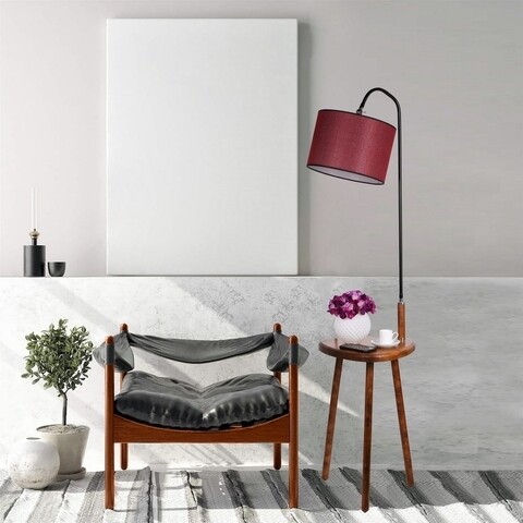 Lampadar cu masuta, Luin, 8272-6, E27, 60 W, metal/lemn/textil 8272-6